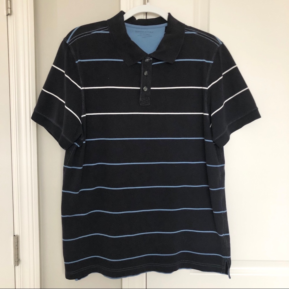 Banana Republic Polo Shirt Blue Stripes Men